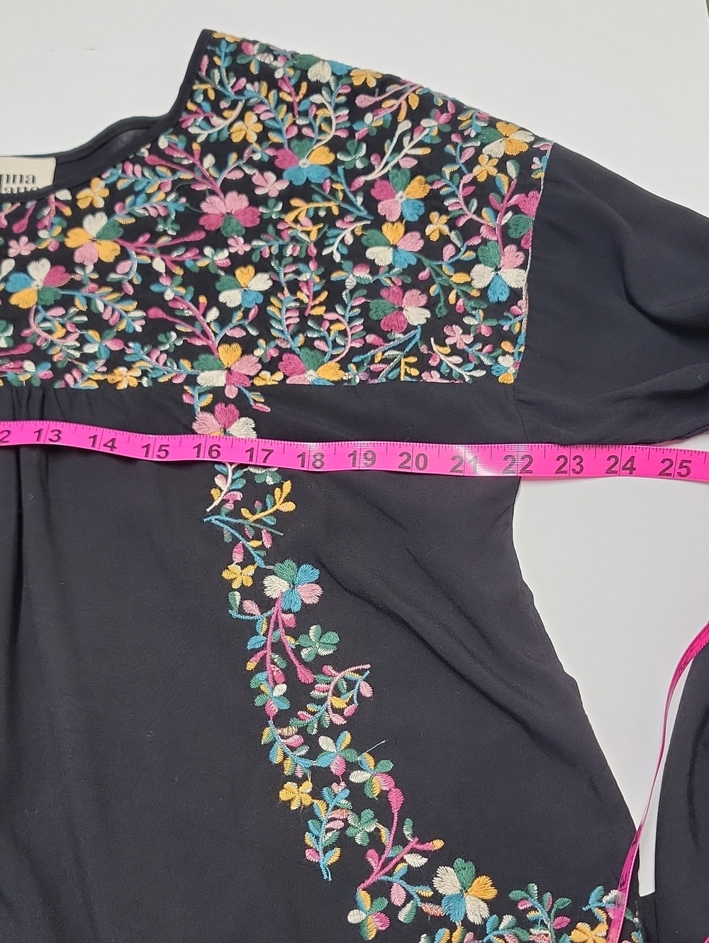 Savanna Jane Black Colorful Floral Embroidered Long-Sleeve Tunic Sz Large - Picture 9 of 16